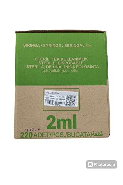 Berika 2 Cc ml Düz Uç Dental Enjektör Gri Uç 27 G 40 Mm 220 Li Kutu