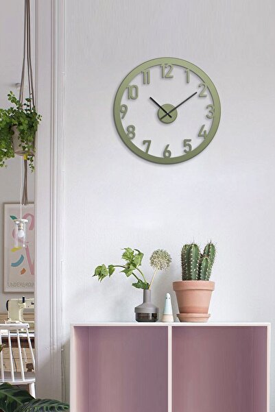 Artepera Stroke Metal Sessiz Duvar Saati - 48x48cm - Yeşil Renk - Modern Ev Ofis Dekorasyonları - Aps115