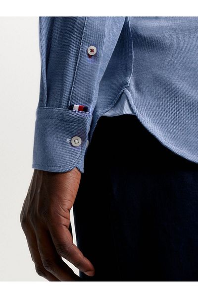 Tommy Hilfiger Men's Blue Shirt with Brand Logo Suitable for Daily Use Mw0mw30675-c66