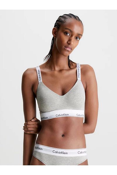 Calvin Klein Dámská sportovní podprsenka s logem značky Elastic Band Šedá Vhodná pro každodenní použití 000qf7059e-p7a