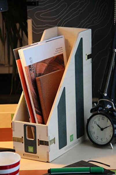 Wodiza Ahşap Dosyalık Dergi Dosyası 12cm X 33cm X 26cm Koyu Yeşil 303 Masaüstü Dosyalık Magazinlik