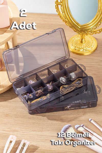 Porsima Org600 Organizer 2 τεμαχίων με καπάκι και θήκη - Κουτί κοσμημάτων με χάντρες πολλαπλών χρήσεων