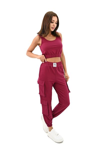 Koza Butik Set bluză și pantaloni de trening cu bretele - Detaliat 3715-23