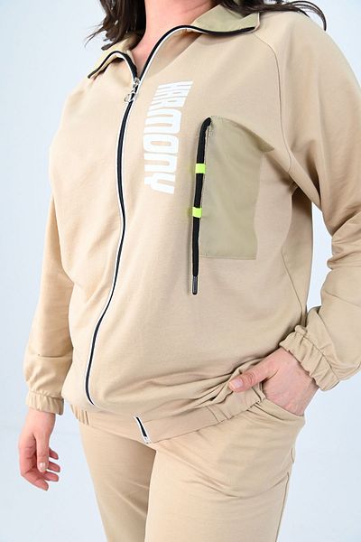 Koza Butik Γυναικείες φόρμες μεγάλου μεγέθους Harmony Print Λεπτομερές σετ φόρμας 8079-24