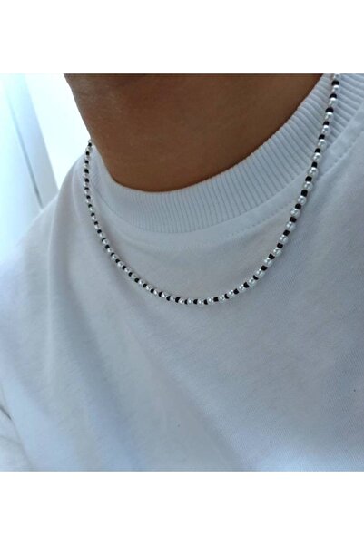 COOL&RELAX Handmade El Yapımı Inci Ve Siyah Erkek Kolye