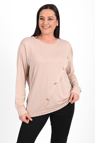 Koza Butik Γυναικεία μπλούζα με έναν ώμο με λεπτομέρεια Plus Size 1390-23