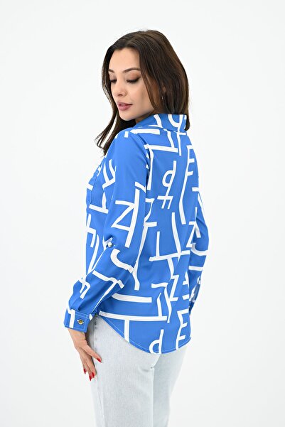 Koza Butik Класична сорочка з жіночим візерунком 1753-24