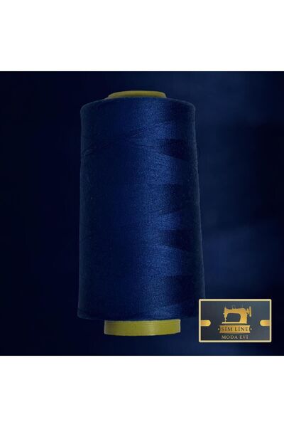 Simline Bobin Dikiş İpliği Koyu Saks Mavi (5000 Metre/120 No) Yüksek Kalite 1...
