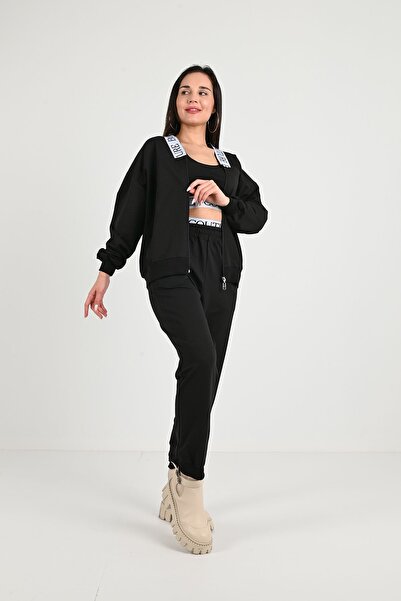 Koza Butik طقم بدلة رياضية نسائية مكونة من 3 قطع بطبعة مطاطية 3961-24