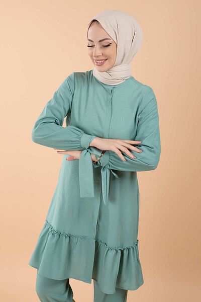 TOFİSA Green Women's Tunic Trousers - Straight Chief Collar - 13063