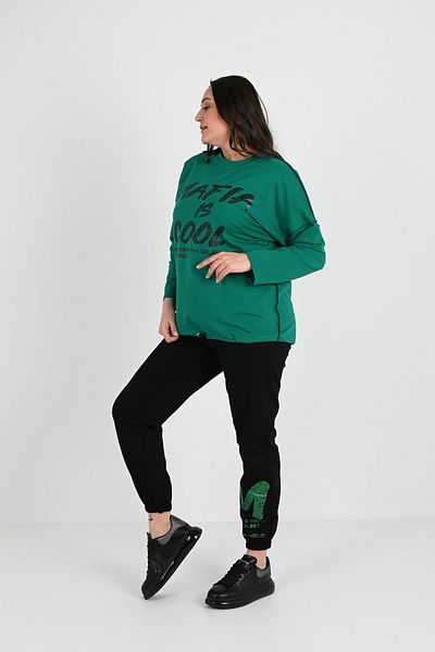 Koza Butik Γυναικείο Σετ φόρμας μεγάλου μεγέθους M Print Detailed 8074-25