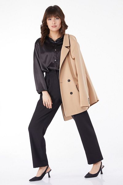TOFİSA Plain Jacket Collar Women's Mink Belted Jacket - 25032