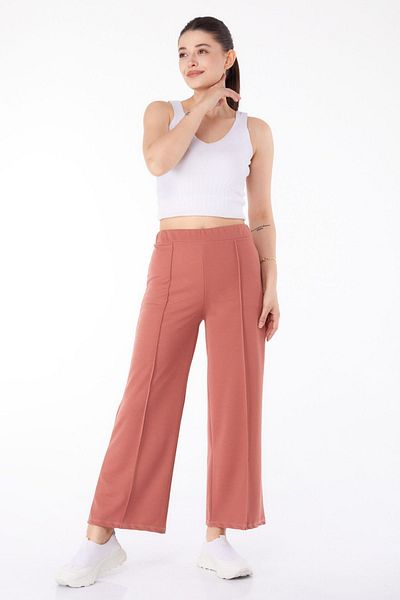 TOFİSA Pink Straight Medium Women's Trousers - 23868