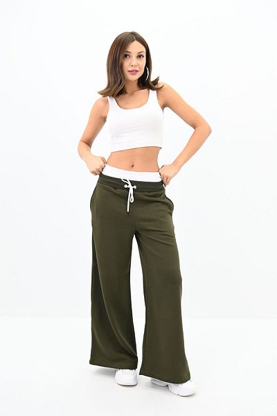 Koza Butik Pantaloni de trening pentru femei cu talie înaltă cu picior evazat 6236-24