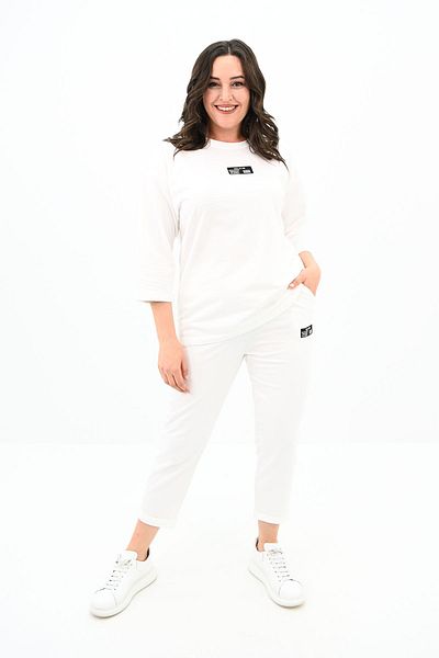 Koza Butik Large Size Women's Tracksuit Set - Label Detailed 8100-24
