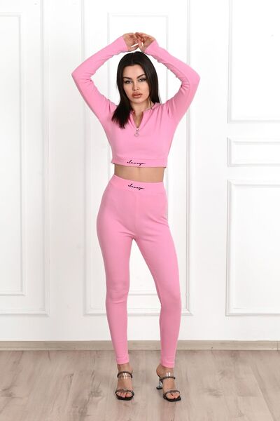 Koza Butik Γυναικείο σετ αθλητικής φόρμας με στάμπα με φερμουάρ 3725-23