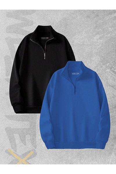 WEARTEX 3 Thread Half Zipper Set of 2 Sweatshirts