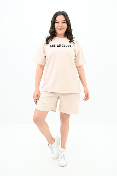 Koza Butik Plus Size Women's Shorts Set - Printed, 8122-25
