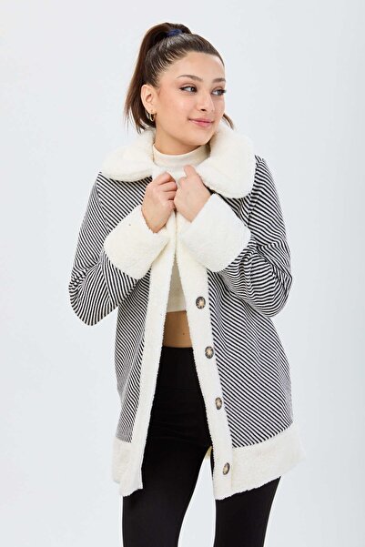 TOFİSA White Straight Collar Women's Jacket - 13095