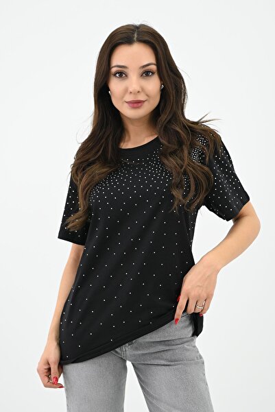 Koza Butik Γυναικείο T-shirt με στάμπα με λεπτομέρειες 1749-24