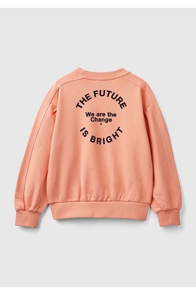 United Colors of Benetton Hanorac cu gât crew cu logo imprimat pentru fete