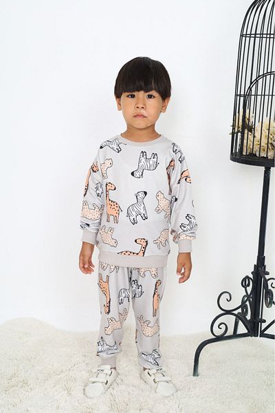 My Kids Wear Boy's Winter Cartoon Patterned Set