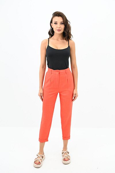 Koza Butik Women's High Waist Linen Trousers with Pocket Detail 6200-23