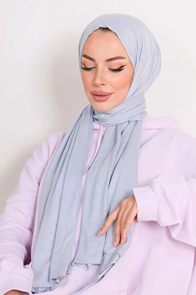 TOFİSA Šedá dámská šála z česané bavlny – obyčejný střední model – 23353