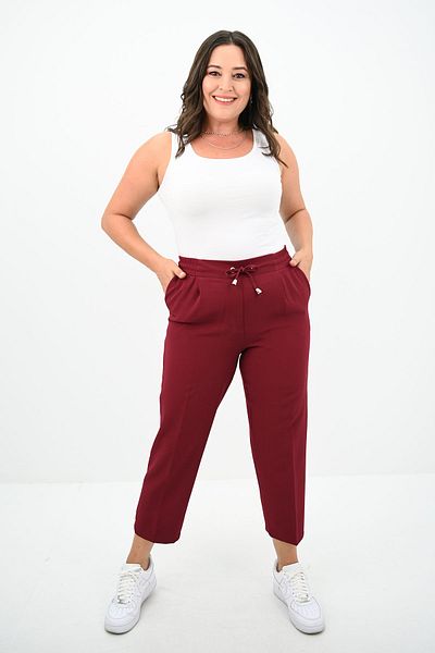 Koza Butik High Waist Draped Women's Plus Size Trousers - 6201-25