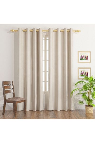 Home Box Dove Dimout Velvet Curtain Pair - 135x300 cm