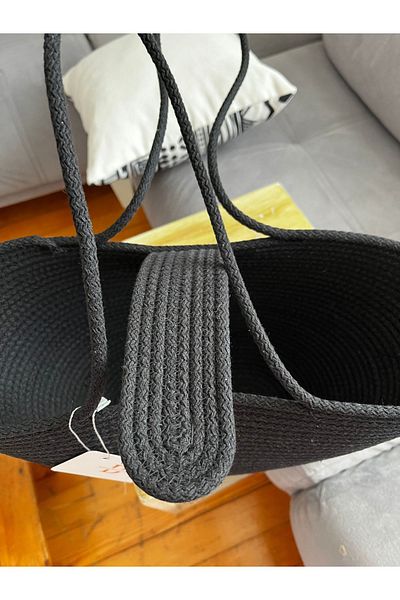 Bohemahomedecor Straw Beach Daily Bag - Μαύρη