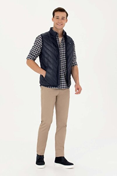 U.S. Polo Assn. USPOLO VR046 Чоловічий тканий жилет темно-синій 58 ST07719Lacivert58