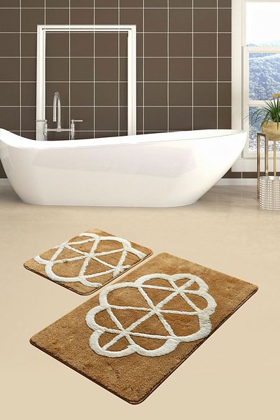 Chilai Home Sofia Caramel Σετ 2 τεμαχίων - Σετ ακρυλικό χαλί και πατάκι μπάνιου και τουαλέτας