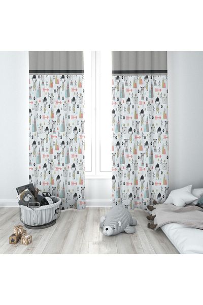 Lolla Evmila Children's Room Patterned Background Curtain