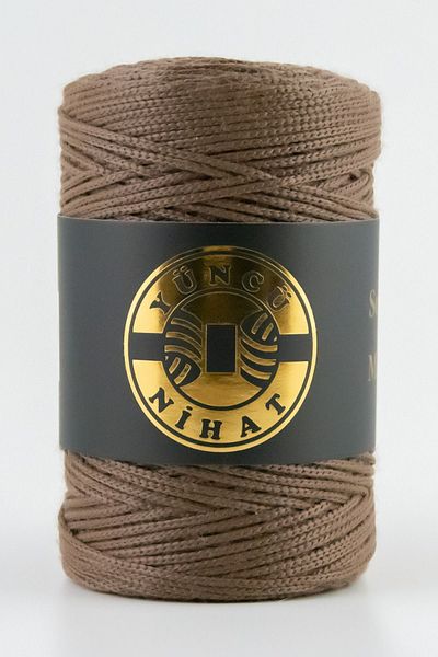 Yüncü Nihat 200gr - 200mt - 2,5mm Πολυεστερικό σχοινί μακραμέ - Καφέ σχοινί τσάντας Supla σχοινί πλεξίματος
