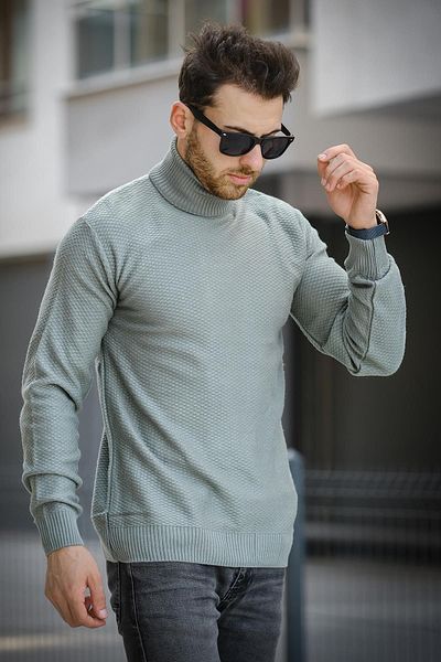 Oksit Seka 500 Ανδρικό Slim Fit Full Fisherman Πουλόβερ - Κυψελοειδή πλεκτό
