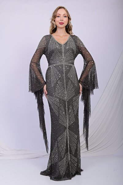 GATSBYLADY LONDON RUMİNA - EL İŞLEMELİ , TAŞEL DETAYLI ELBİSE