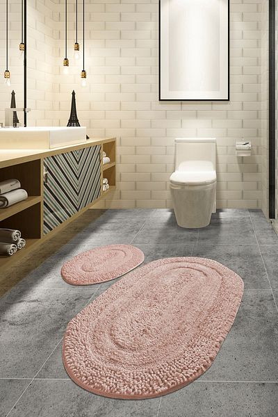 Chilai Home Set de 2 covorașe de baie din bumbac Macoroni Powder