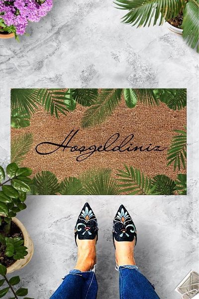 Chilai Home Tropical Inside and Outside PVC Door Mat, Patterned Mat