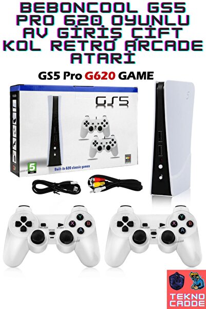 beboncool G5S 620+ OYUNLU ÇİFT KABLOSUZ KOL AV TV GİRİŞ RETRO ARCADE ATARİ