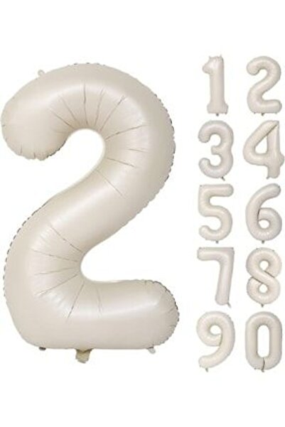 ikm balon 2 Yaş 74 Cm Krem Rakam Folyo Balonu Büyük Boy