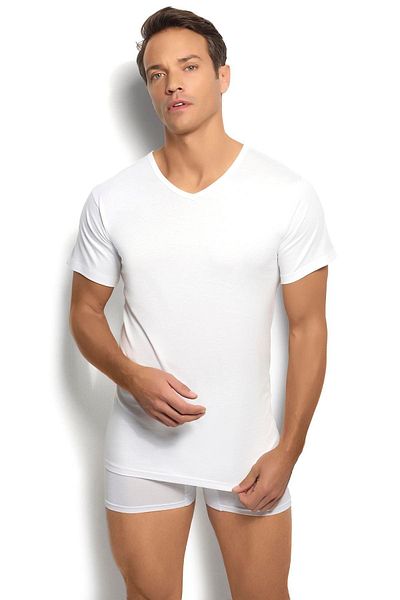 Jiber White Cotton V-Neck Short Sleeve Men's Tank Top - Pack of 3 105