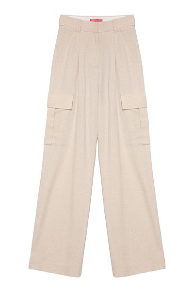 Quzu Natural Linen Trousers - Cargo Pocket