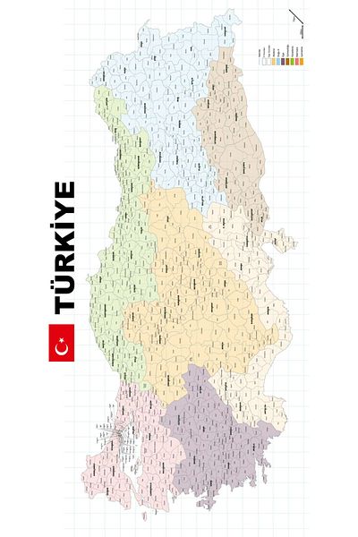 Pi Papers Turkey Province and Province Map, Non-Adhesive Self-Retaining Static Magic Smart Paper, Map