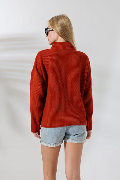 ALCHON Jumătate de gât țesut cu mânecă lungă Fusta din tricot de orez Pulover elegant de iarnă
