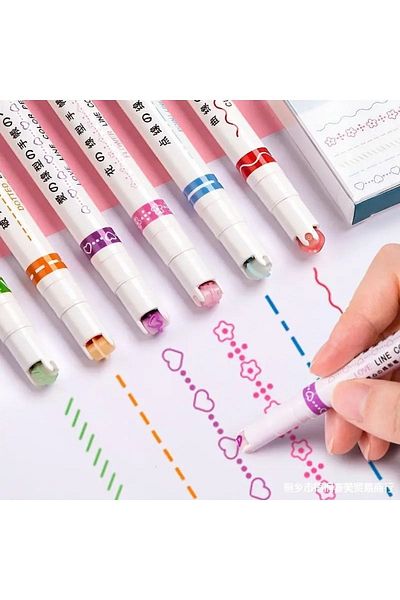 Kawaii Roller Linear Double Tip Shaped Pen Set