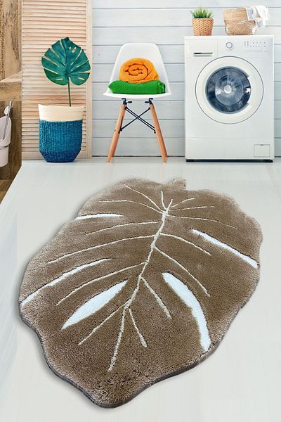 Chilai Home Frunze White 80x120 Χαλί μπάνιου που πλένεται αντιολισθητικό ακρυλικό σετ πατάκι και σετ τουαλέτας