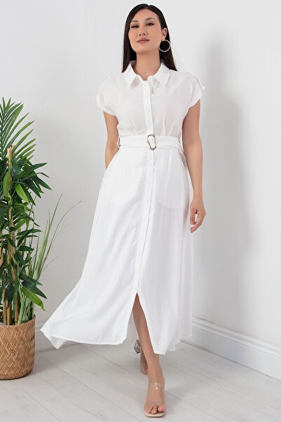 PULLIMM Belted Buttoned Dress NY4306