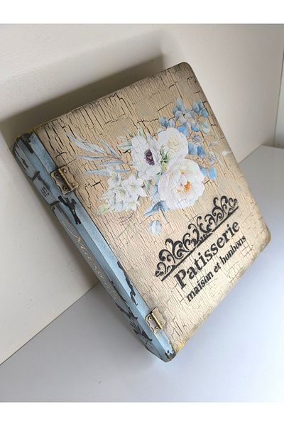 IremTasarimAtolyesi Wintage Hand Painted Wooden Decorative Book Box - Large Size Home Decoration