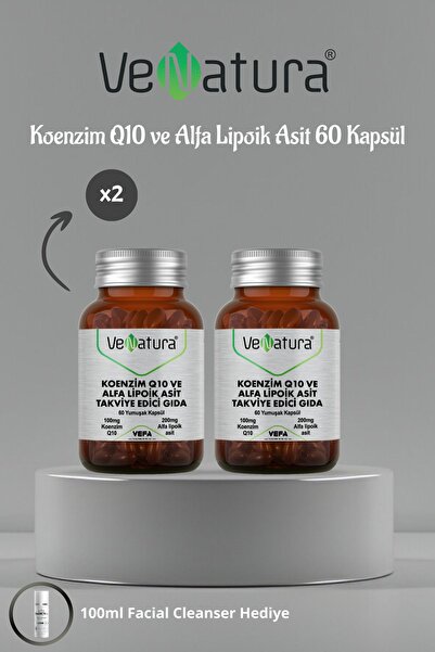VeNatura Koenzim Q10 Alfa Lipoik Asit 60 Kapsül 2 ADET + Facial Cleanser 100m...